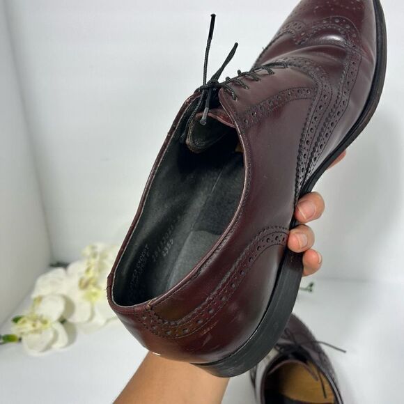 Hanover Mens Wingtip Dress Shoes size 11 Burgundy - Picture 10 of 16